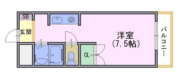 リバティハウス(1K/2階)の間取り写真