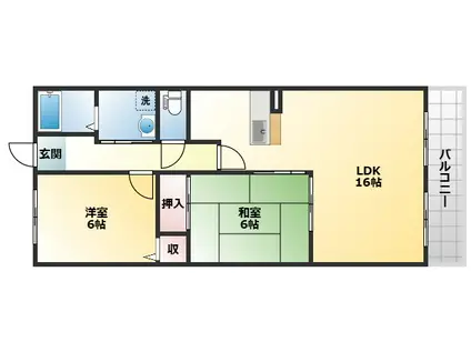 グランドメゾン池上Ⅱ(2LDK/4階)の間取り写真