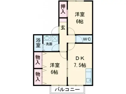 コゥジィーコート A棟(2DK/1階)の間取り写真
