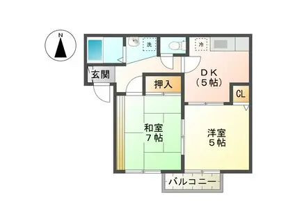 サニーハウス(2DK/1階)の間取り写真