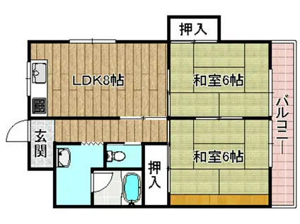 メルシー大塚(2DK/2階)の間取り写真