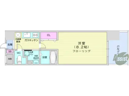 シエナ仙台Ⅲ(1K/6階)の間取り写真
