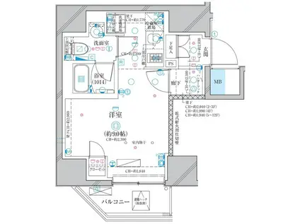 ディアレイシャス蒲田II(ワンルーム/11階)の間取り写真
