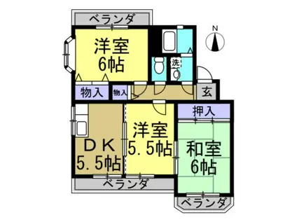 ヴァーテューI(3DK/3階)の間取り写真