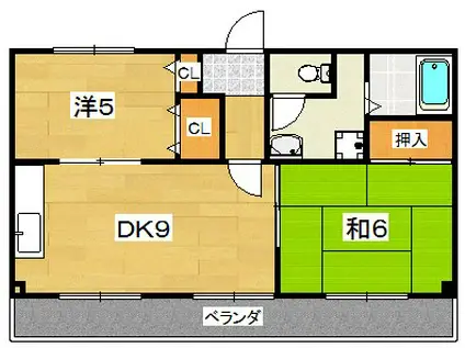 サンハイム渚(2DK/1階)の間取り写真