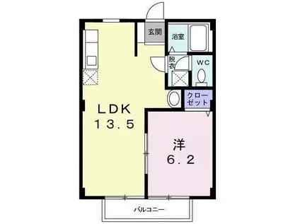 NKMやわら(1LDK/1階)の間取り写真