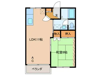 PAL桜木(1LDK/2階)の間取り写真