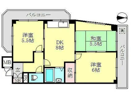新神戸サンシャイン(3DK/3階)の間取り写真