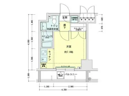 メインステージ錦糸町駅前II(ワンルーム/12階)の間取り写真