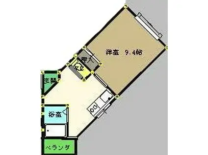 グランドキャッスル(1K/4階)の間取り写真