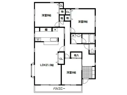 一栄ハイム(3LDK/1階)の間取り写真