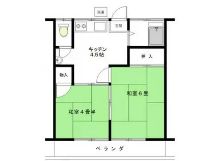 寿荘(2K/2階)の間取り写真