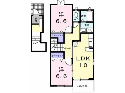 メゾンオルタンシア(2LDK/2階)の間取り写真