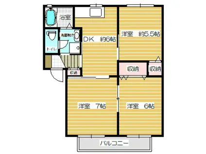 レジェンド・ヤマト大平F202(3DK/2階)の間取り写真