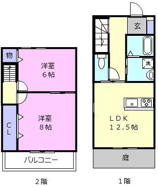 阿漕パレス(2LDK/1階)の間取り写真