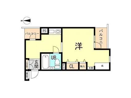 ラフェブランシュ岡本(ワンルーム/2階)の間取り写真