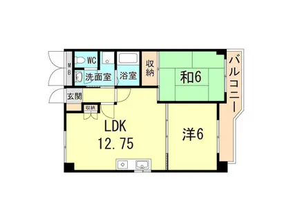 ベネフィス土山1(2LDK/2階)の間取り写真