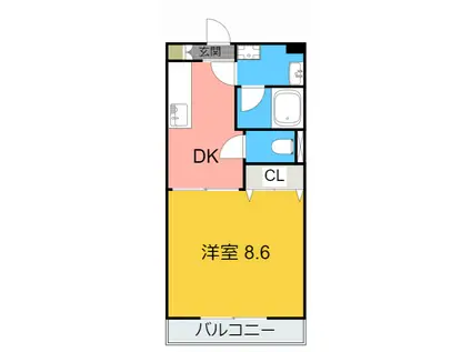 ヴィラ・ルース(1DK/4階)の間取り写真