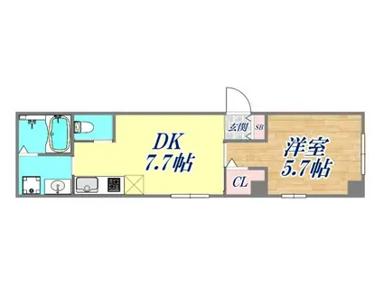 スカイハイツ(1DK/1階)の間取り写真