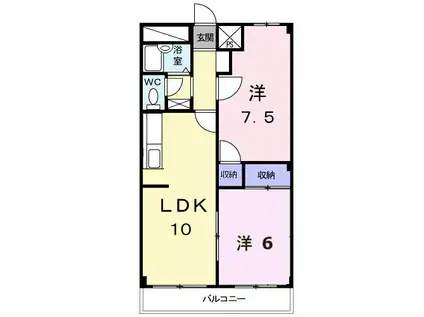 エルディム美鈴(2LDK/2階)の間取り写真