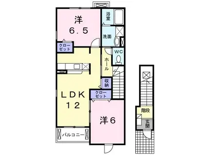 ヴィオラB(2LDK/2階)の間取り写真