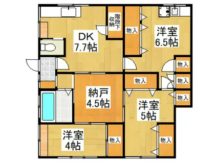 みどり荘(3SDK/1階)の間取り写真