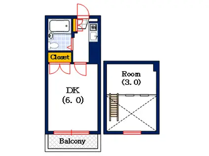 桜・RIVERテラス(1SK/2階)の間取り写真