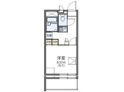 グリーンリーブズ(1K/3階)の間取り写真