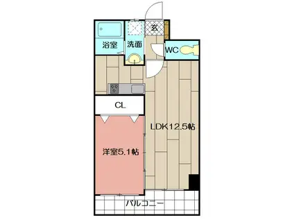 THE SQUARE・SUITE RESIDENCE(1LDK/4階)の間取り写真