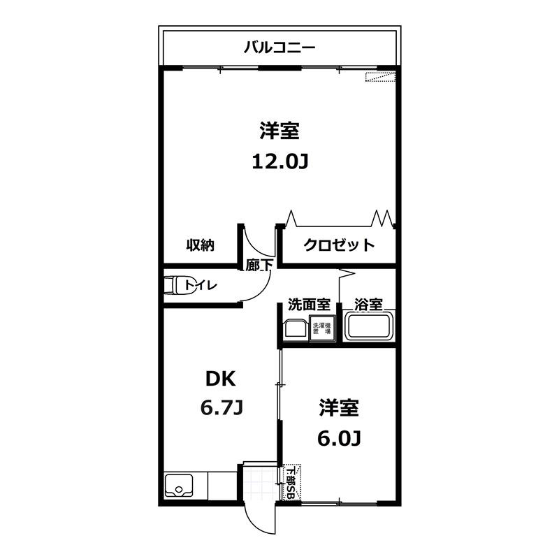 棚網レジデンス(2DK/6階)の間取り写真