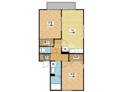 コスモスB(2DK/1階)の間取り写真