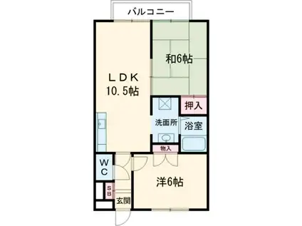 グリーンシャトレII(2LDK/2階)の間取り写真