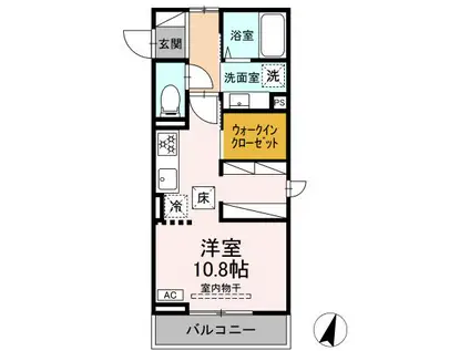 ヴィラクレストVI(ワンルーム/1階)の間取り写真