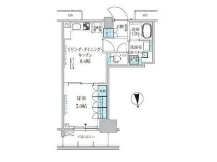 PARKAXIS上野三丁目(1DK/13階)の間取り写真