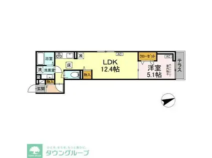 D-ROOM八幡町(1LDK/1階)の間取り写真