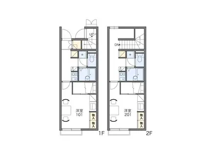 レオパレスベイサージュII 若宮(1K/2階)の間取り写真