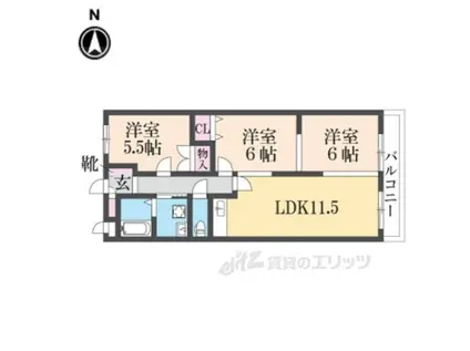 MAYUMIウエストサイド楠葉(3LDK/2階)の間取り写真