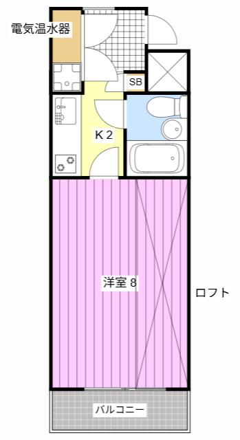 マンションステップ(1K/4階)の間取り写真