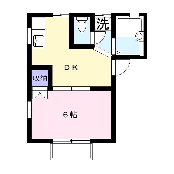 グリーンビュー・一の坪B(1DK/2階)の間取り写真