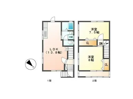 グースハウスB棟(2LDK)の間取り写真