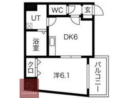 ES-GRANDE MINAMIMORIMACHI(1DK/1階)の間取り写真