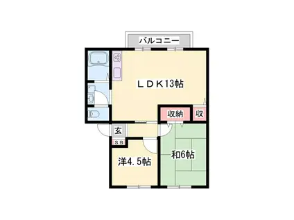 カサベルデ南山I(2LDK/1階)の間取り写真