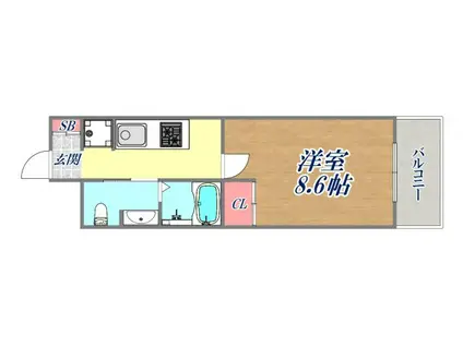 エクセルコート神戸長田(1K/4階)の間取り写真