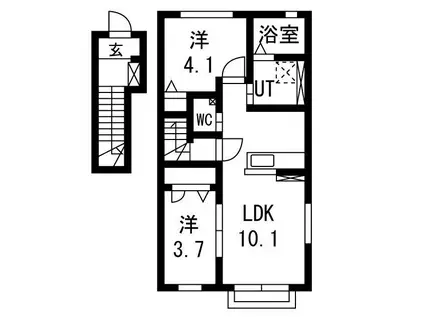 グランシャス雅(2LDK/2階)の間取り写真