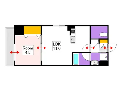 WILLDO岡山大供(1LDK/6階)の間取り写真