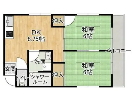 光和ハイツ(2DK/2階)の間取り写真