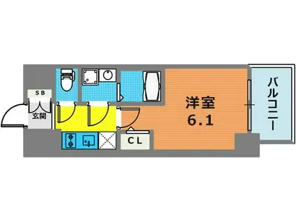 エスリード神戸大倉山ヒルズ(1K/5階)の間取り写真