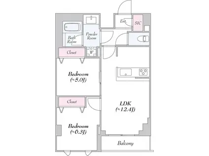 ロイジェント志村坂上(2LDK/7階)の間取り写真