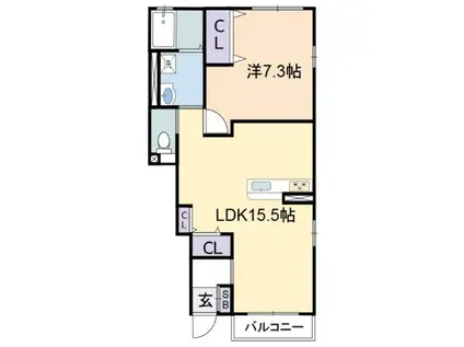 メゾン小松原(1LDK/1階)の間取り写真