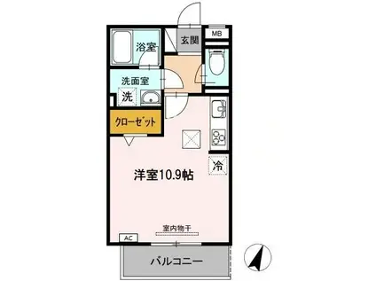 ベルウッド(ワンルーム/2階)の間取り写真